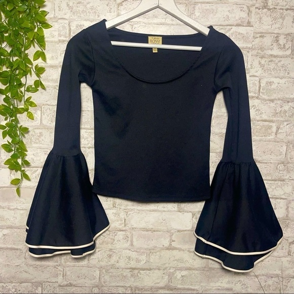 Torn by Ronny Kobo Tops - Torn By Robby Kobo Long Sleeve Black White Sabrina Bell‎ Sleeve Size XS
